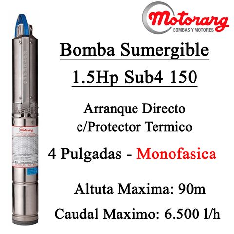 BOMBA SUMERGIBLE POZO 1.5HP INOXIDABLE (KB-BPZ1100A)