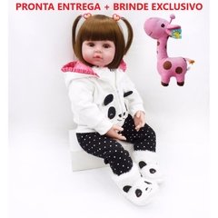 Bebê Boneca Reborn Inteira Em Silicone Pronta Entrega Panda - comprar online