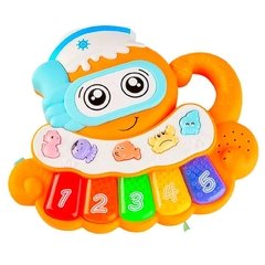 Teclado Infantil Musical Brinquedo com Luzes Polvo Laranja