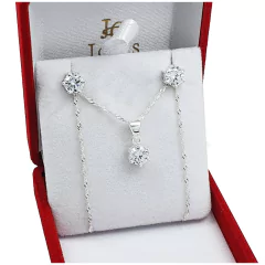 Conjunto Plata 925 Cubic Aros Cadena Dije 6 Puntas - 3,8Grs en internet