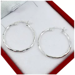 Aros Facetados Plata 925 Cierre Italiano A255 - 1,5Grs