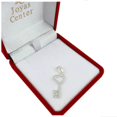 Dije Llave Corazon Plata 925 Mujer Amor Con Piedras - 1,1Gr - comprar online