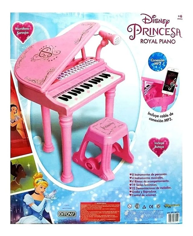 Piano Royal Disney Princesas Teclas luminosas - Ditoys