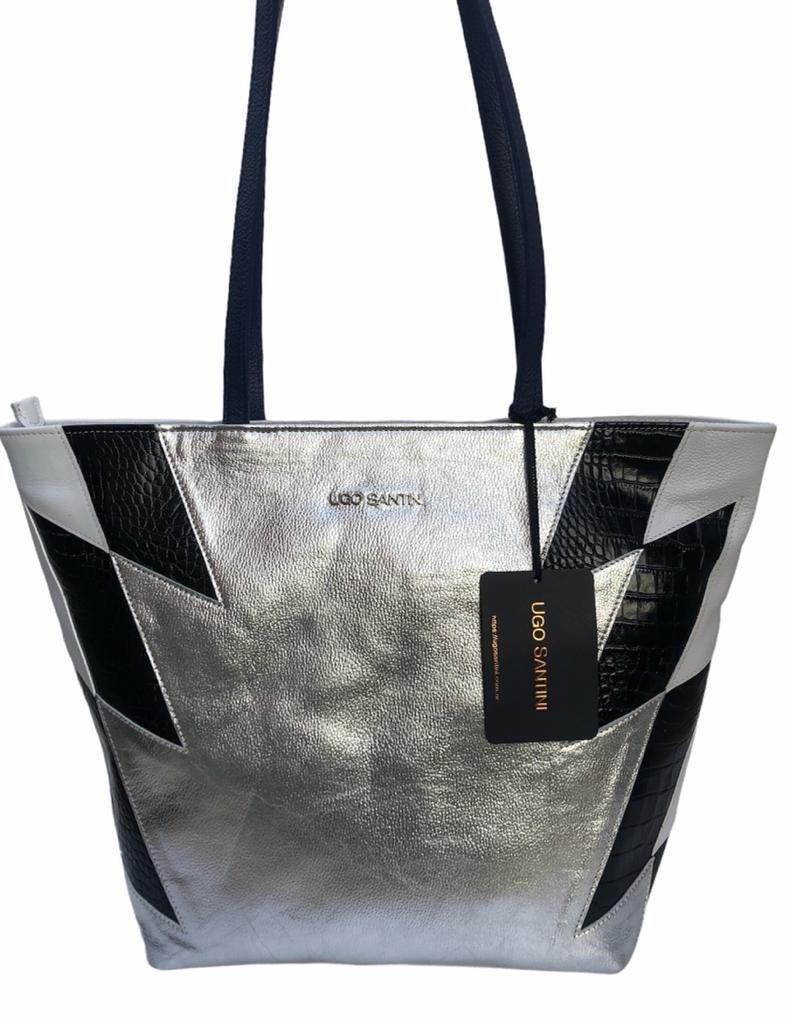 Cartera de cuero combinada Ugo Santini