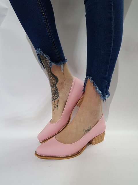 Stiletto Bajo Vintage Rosa Pastel - Ramonamente