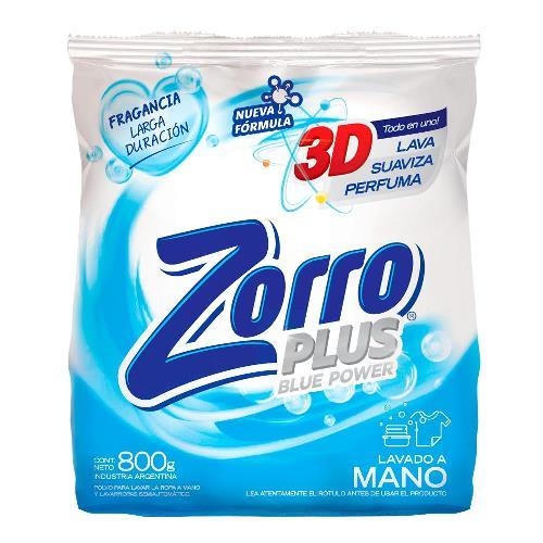 Zorro® Jabón en Polvo 3D X 800gr. Lavado a Mano