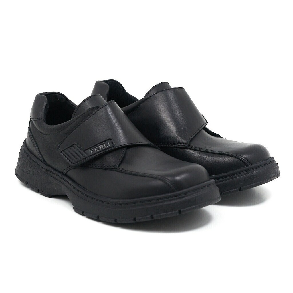 Zapatos Escolares Varon Colegial Velcro Cuero Ferli 210010 (FE210010)