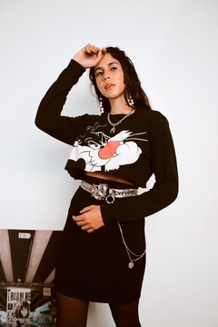 Cropped frajola manga longa barra a fio - comprar online