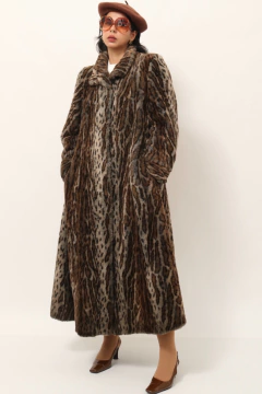 Maxi casaco tigre sintético forrado garimpado FEIRA DA LADRA EM PORTUGAL - comprar online