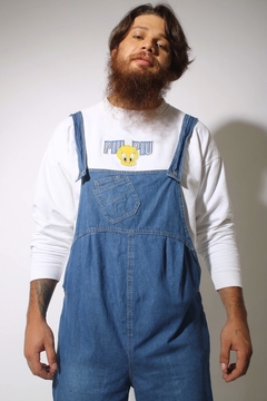 Macacão jeans azul  amplo vintage - loja online