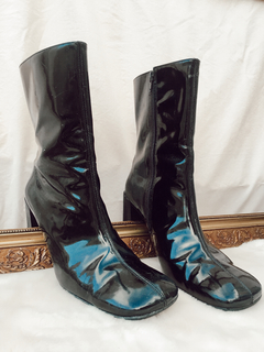 BOTA COURO CANO MEDIO VERNIZ  SALTO QUADRADO VINTAGE 38 - comprar online