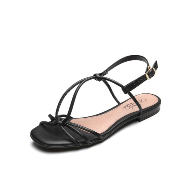 Sandalia Rasteira Beira Rio 8410100 Preta Tiras com Nó