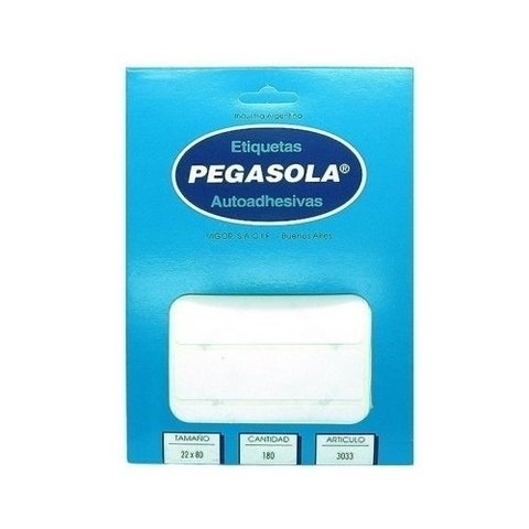 Etiquetas Pegasola 3033 blancas de 22 x 80mm. 180
