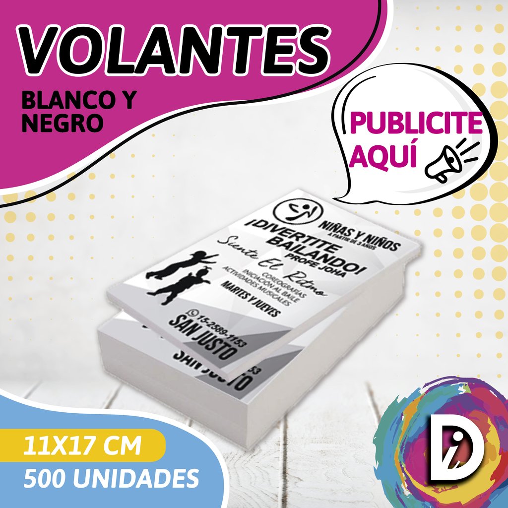 VOLANTES BLANCO Y NEGRO - 500 Unid. 11 x 17