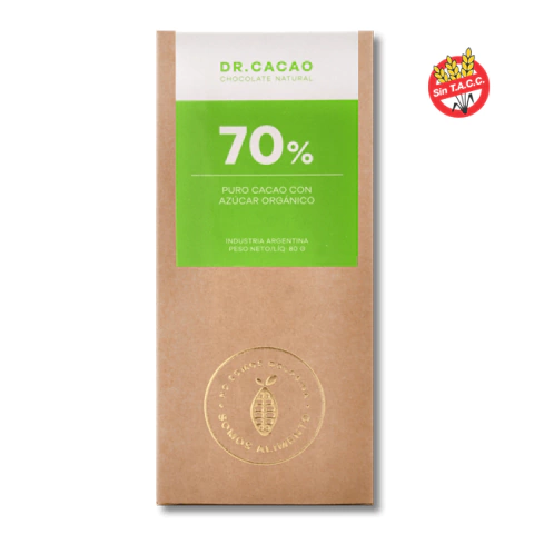 70% Puro Cacao con azúcar orgánica "Dr Cacao"