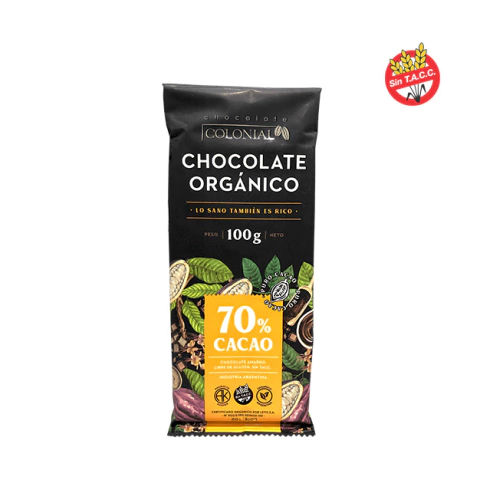 100 g Chocolate orgánico 70 % sin tacc "Colonial"