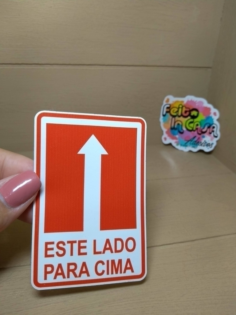Adesivo Este lado para cima - Feito in Casa Adesivos