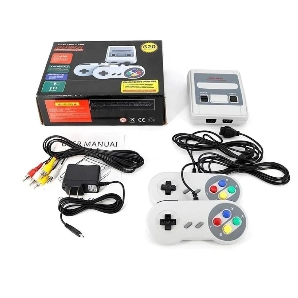 Mini Video Game Retro Emulador Super Mini Sfc Com 620 Jogos Classicos 8 bit  02 Controles Nintendo