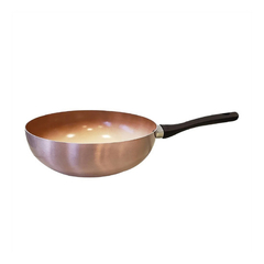 wok Hudson de 28cm color cobre de revestimiento cerámico sobre fondo blanco