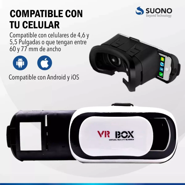 Anteojos Vr Box Realidad Virtual Lentes 3d Joystick Control Casco  Smartphone Para Celular Entretenimiento Portatil