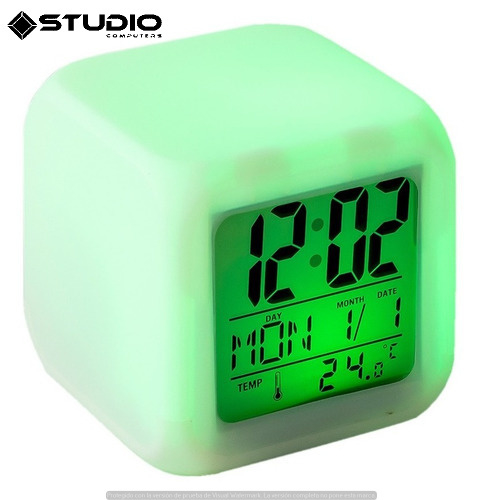 Reloj Digital Cubo Luces Led Alarma Despertador Temperatura