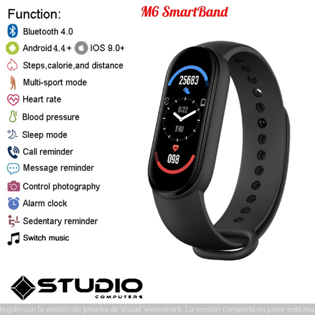 Smartband Fitband Reloj M6 Calorias Pulso Saturacion Oxigeno