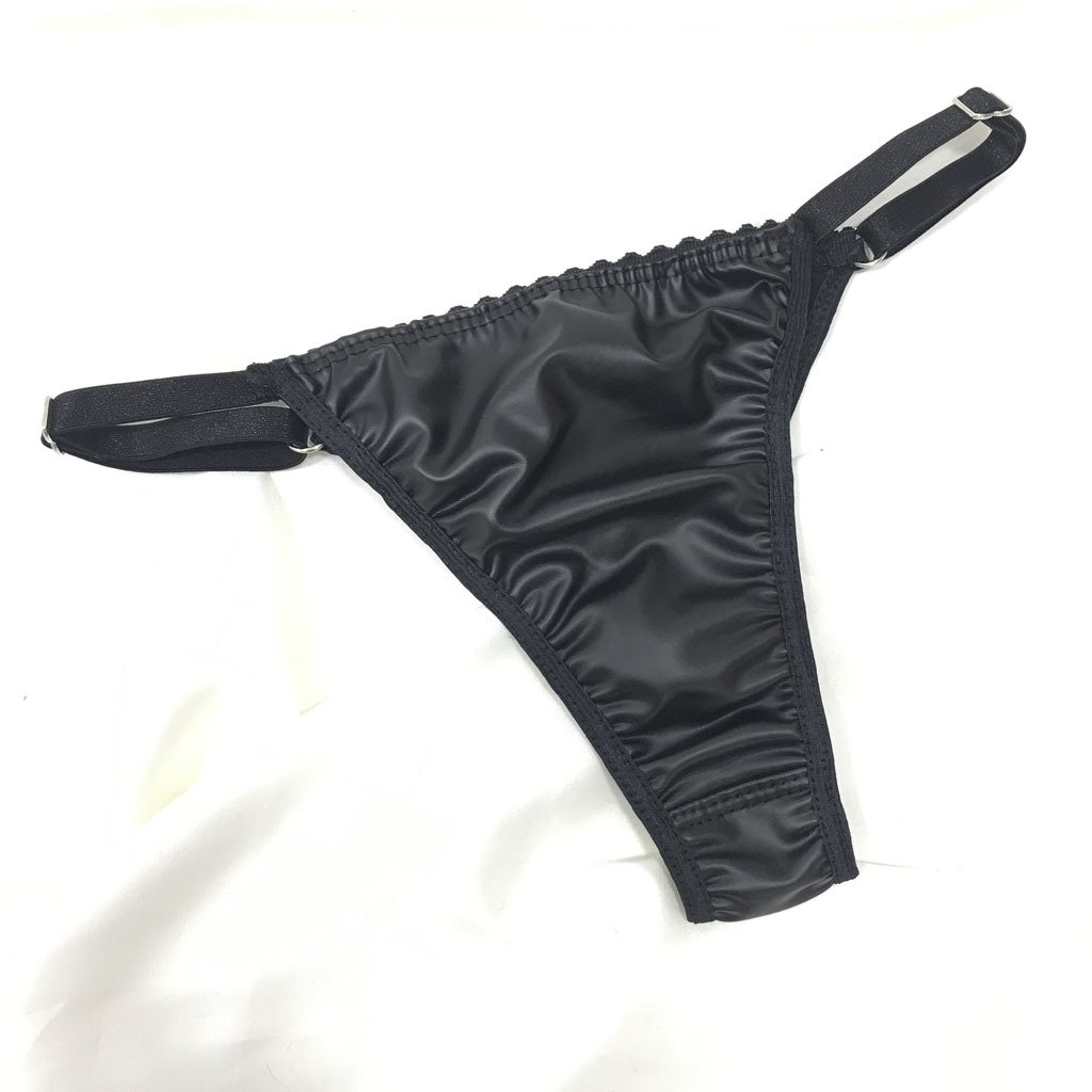 Tanga Leather Negra Comprar en Grey Lenceria
