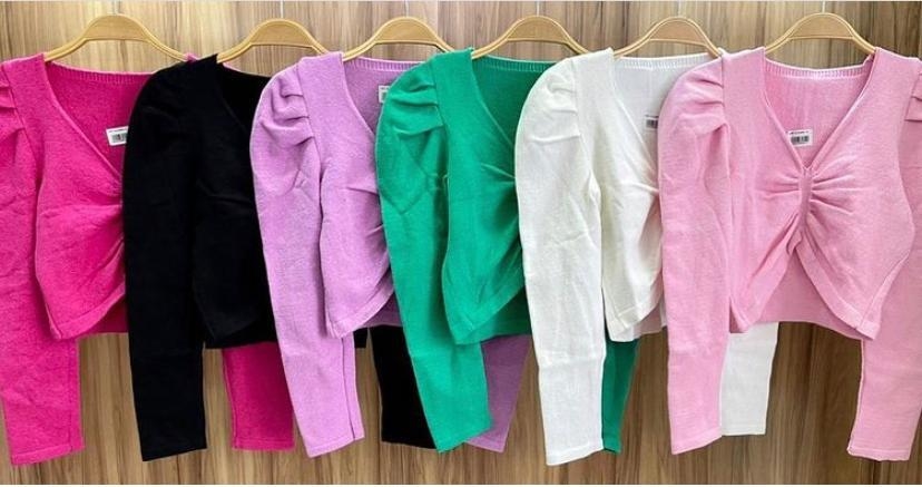 Cropped tricot modal manga longa Outlet