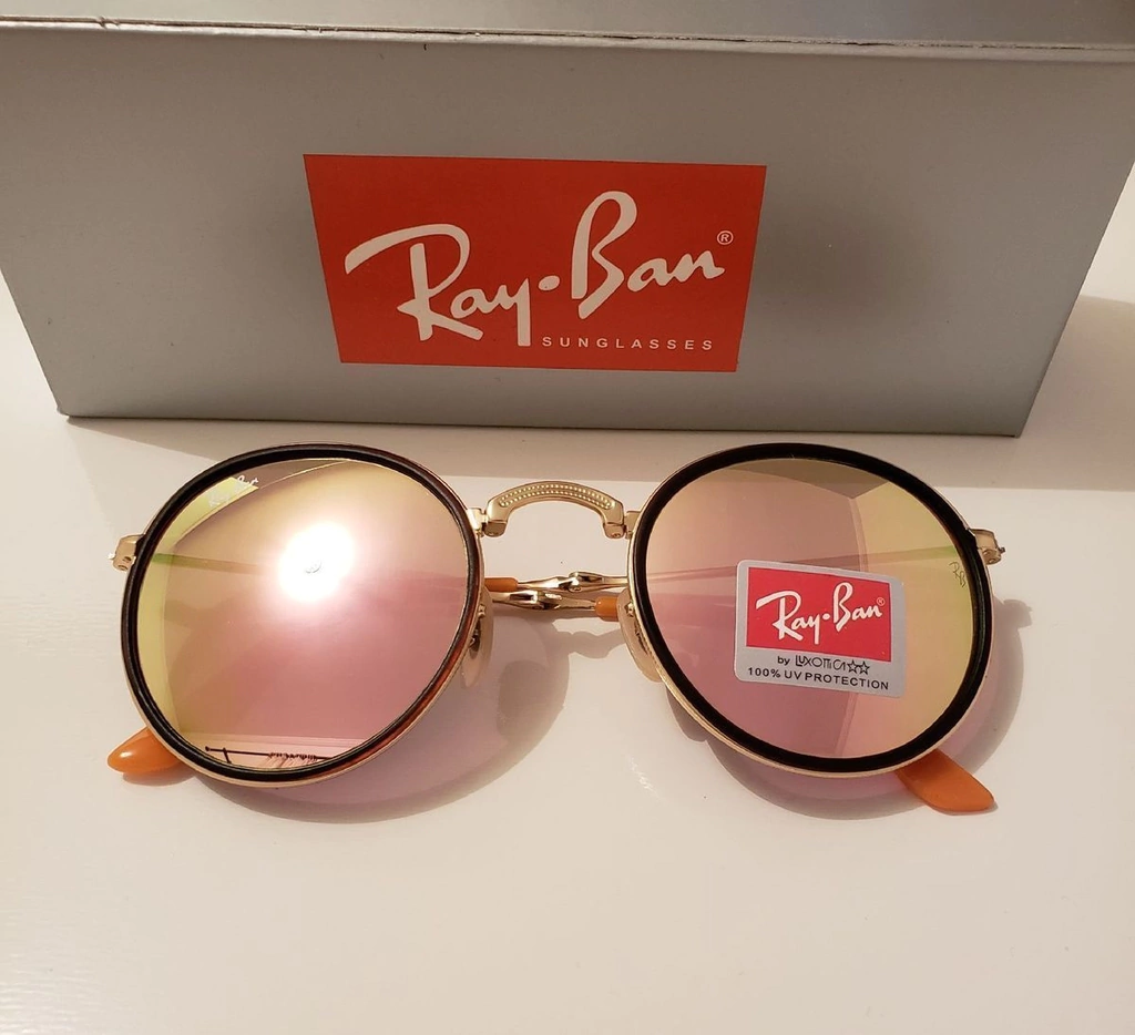 Óculos de sol Round Dobrável 3517 Dourado Rosa
