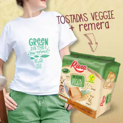 Kit veggie: Remera + Caja de Pan Tostado Veggie Riera 18 Packs X200g - comprar online