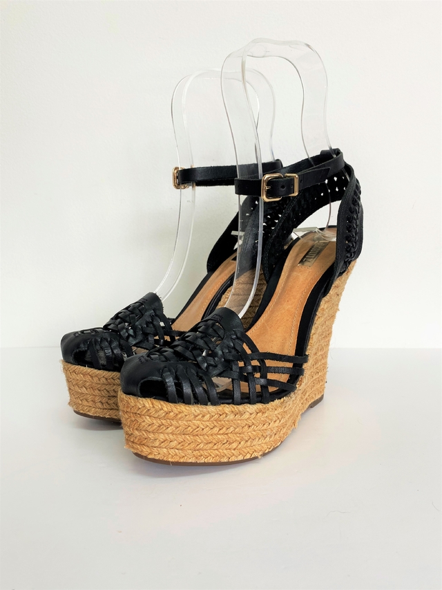 Sandália Espadrille Flatform Tecido Preta | Schutz