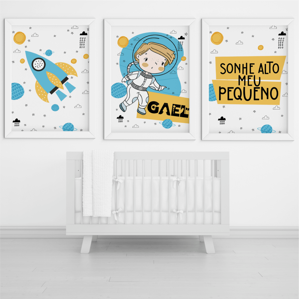 Download Quadro Decorativo Kit C 3 Astronauta Menino