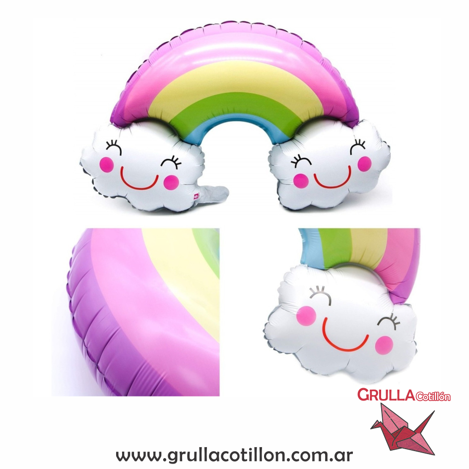 Globo Arcoiris Pastel Con Nubes 90 Cm Globo Arcoiris Pastel Con Nubes 90 Cm