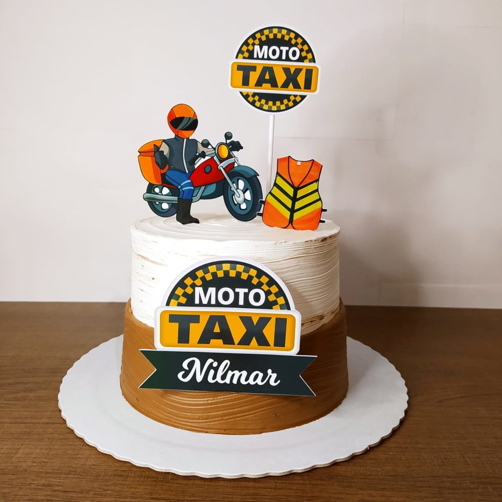 Topo Moto Taxi Feminina, Acessórios De Aniversário, Bolo De Moto, Festa De  Motocicleta 096
