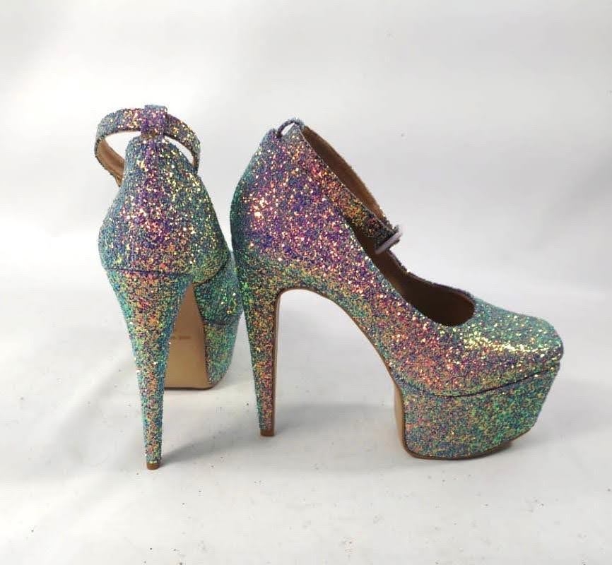 SAPATO COM TIRA TORNOZELO GLITTER FRUTACOR AZUL 1050320 G