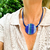 Collar Urbano Azul 129 - Cristálida Joyas y accesorios en vidrio y cuero