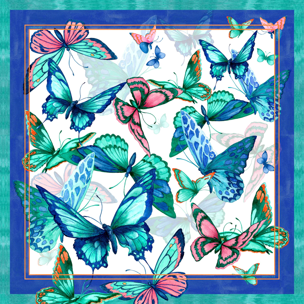 Pañuelo Mariposas Azul Chico