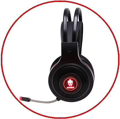 HEADSET GAMER EVOLUT TÊMIS EG301R P2 3,5MM + USB P/ LED RED
