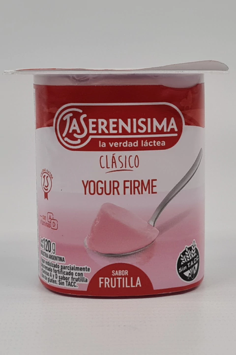 Yogurt firme frutilla YOGURISIMO 120gr . PACK DE 2 UNIDADES.