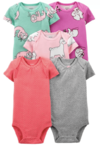 Bodies x 5 unidades - Rosa con oveja, lila con koala, verde con perezosos