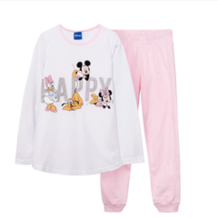 Pijama "Disney" - Little Girl - Blanco y rosa con Minnie