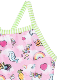 Malla "Little Dolphin" - Enteriza rosa con arco iris y unicornios - comprar online