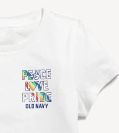 Remera "Old Navy" - Blanca con Peace, Love arco iris - comprar online