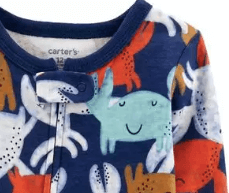 Osito "Carter´s", de algodón - Azul con cangrejos , sin pies - comprar online