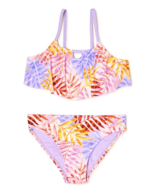 Malla "Wonder Nation" - Bikini volado, lila con plantas