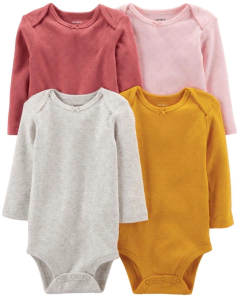 Bodies x 4 unidades - Lisos con corazones calados, rosa, gris y amarillo
