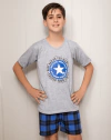 Pijama "Gino Polacchi" - Remera + short gris y azul con estrella