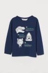 Remera H&M - Little Boy - Azul marino con animales