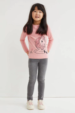 Remera H&M - Little girl - Manga larga, rosa con unicornio grande - tienda online