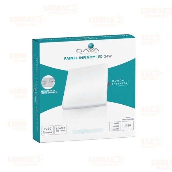 Luminária Borda Infinita Quadrada 24w Luz Branco Frio 6000k Bivolt